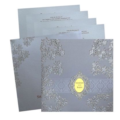 Silver Embossed Wedding Card-KPR09130