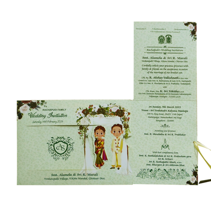 Light green Floral Slide Invitation Card-KNKSP755