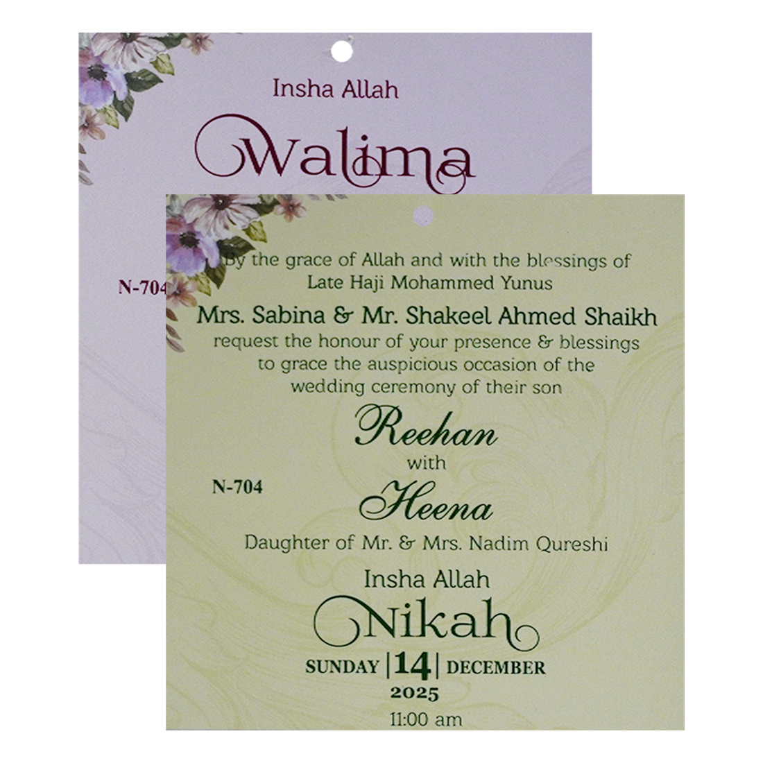 Glacial Green MDF Invitation Card-King of Cards