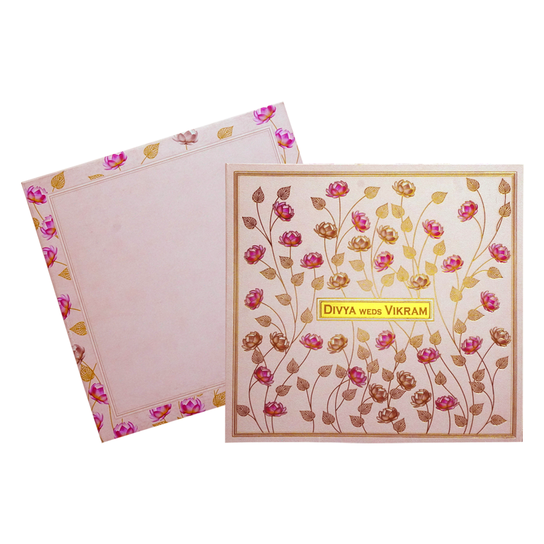 Pink Lotus Box Wedding Card-King of Cards
