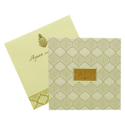 Grey Embossed Design Padded Invitation Card-King of Cards