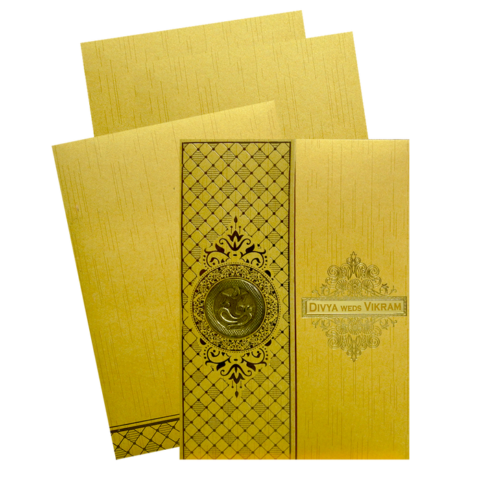 Gold Shiny Door Style Wedding Card-King of Cards