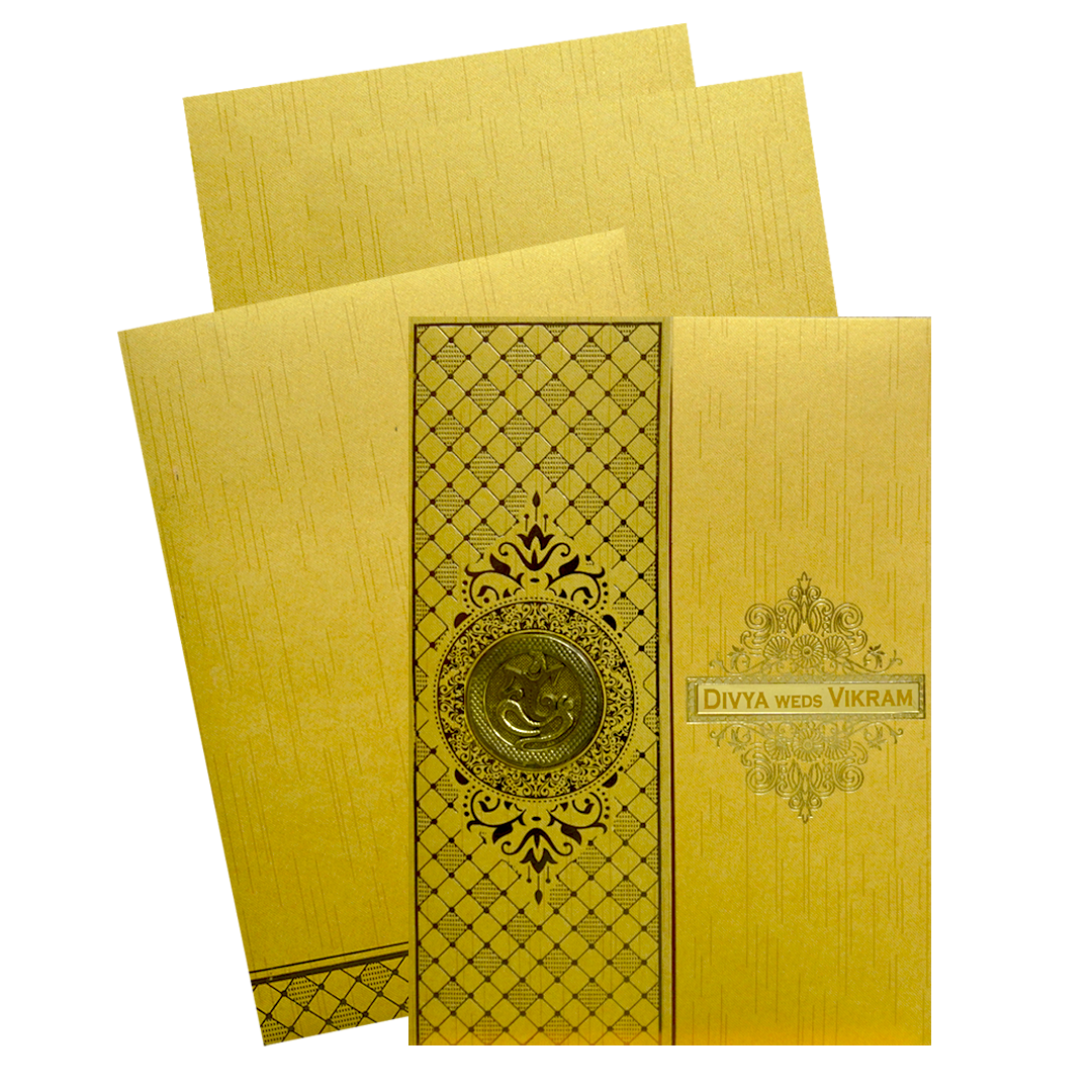 Gold Shiny Door Style Wedding Card-King of Cards