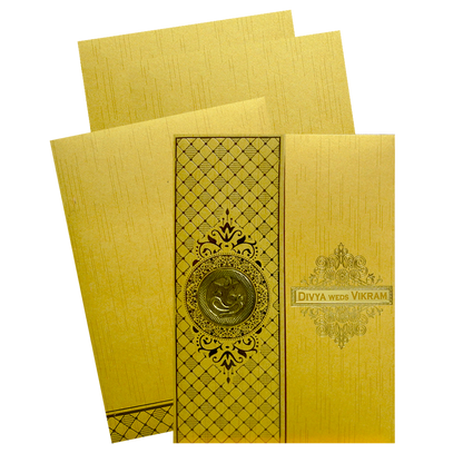 Gold Shiny Door Style Wedding Card-King of Cards