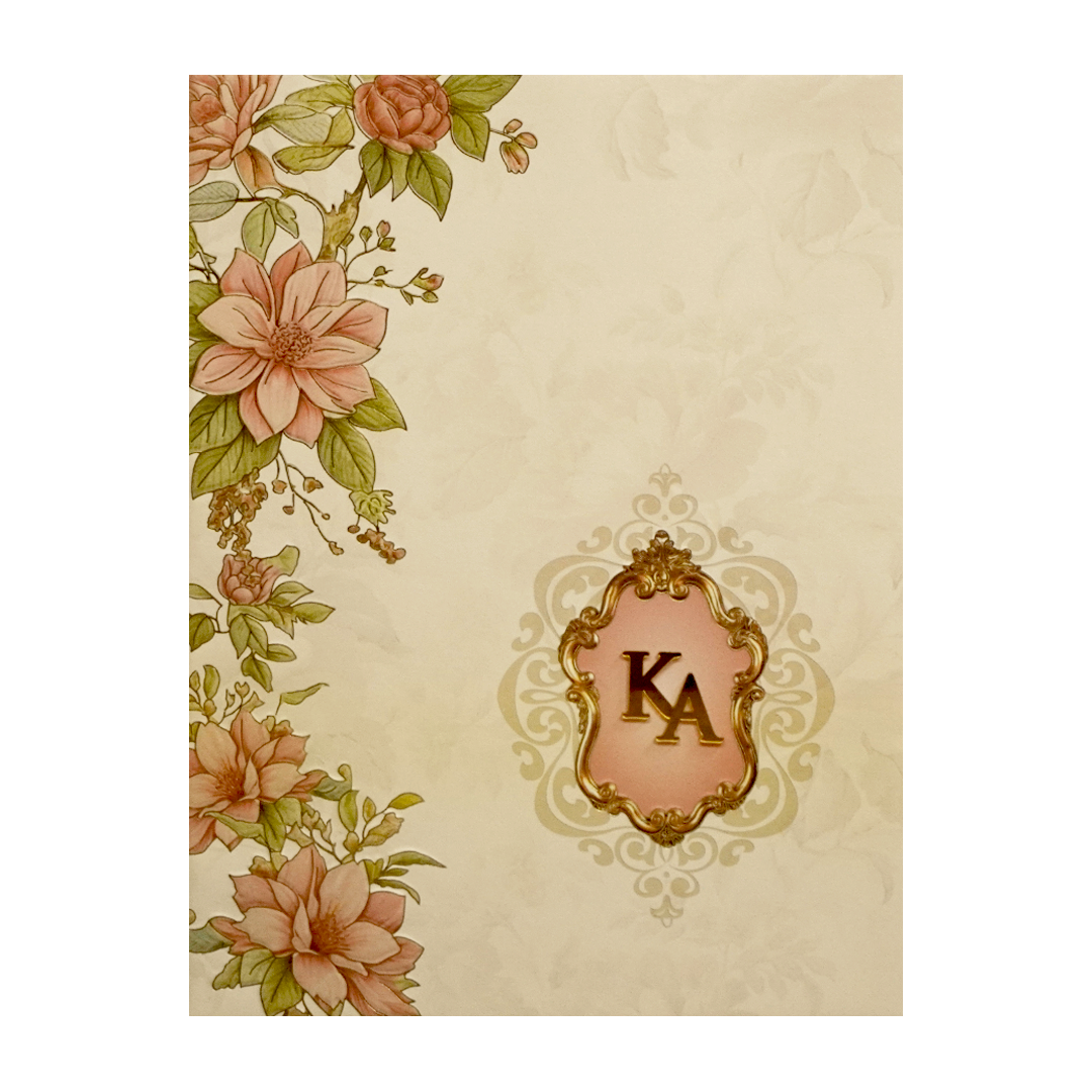 Cream Floral Marriage Card-KPR09770