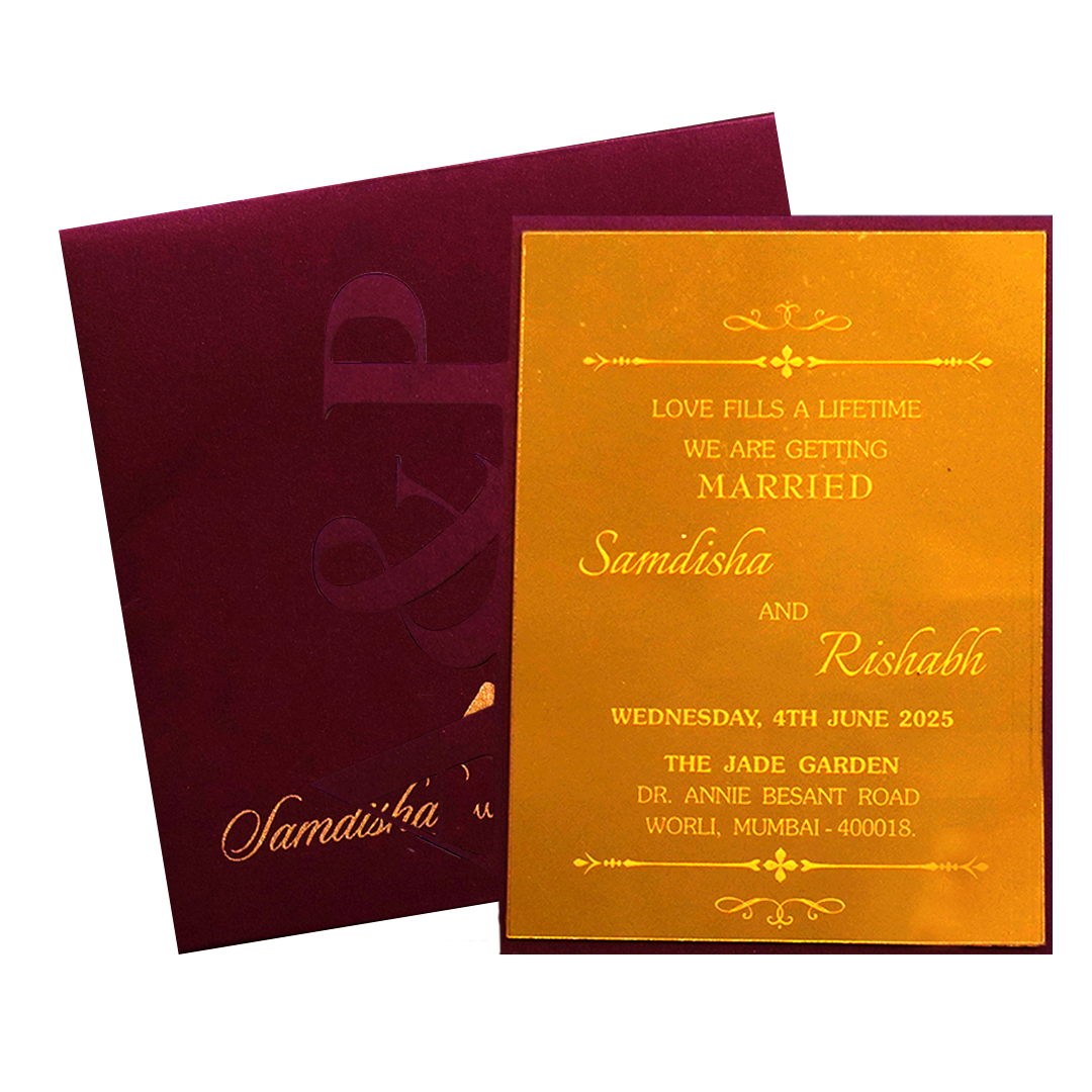 Make your event special with our exclusive Royal Maroon MDF Invitation. Shop now! ?WhatsApp Support ?Express Delivery.