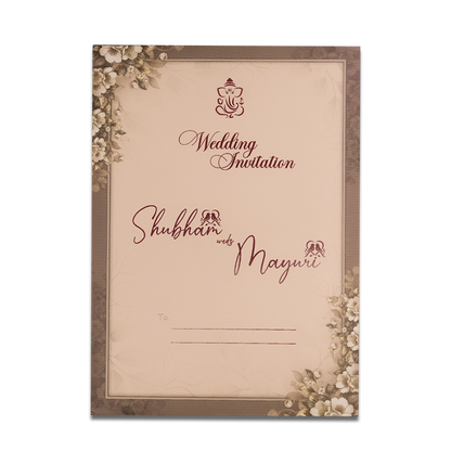 Buy Beige Floral Padded Wedding Card