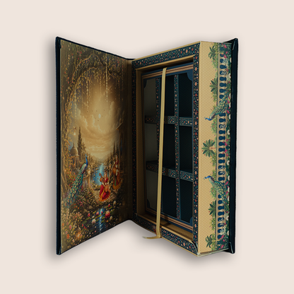 Blue Velvet Lord Radha Krishna Luxury Box Invitation - KSI33280