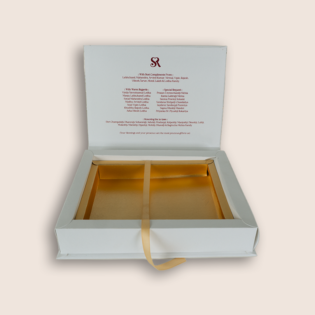 White Embossed Floral Premium Wedding Invitation Box - KSI33220