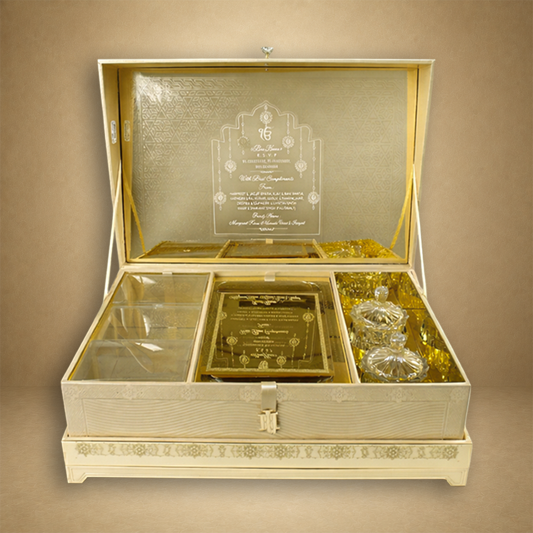 Gold Premium Laser Cut Luxury Invitation Box - KNLW20247