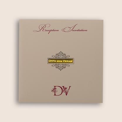 Metallic Pink Floral Wedding Invitation Card - KNTR2502P