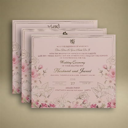 Pink Premium Rose Floral Luxury Invitation Box - KNLW202535