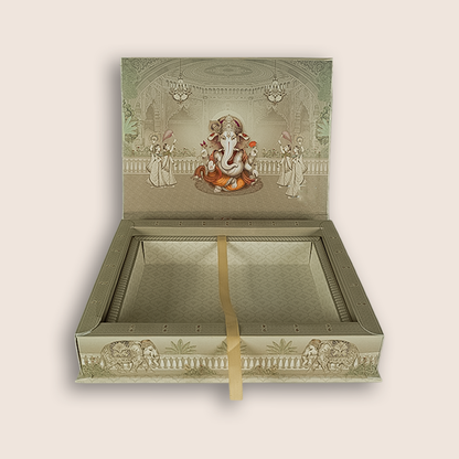 Beige Royal Bride Groom Wedding Invitation Box - KSI32850