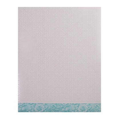 Blue Ganesha Floral Embossed Wedding Card-KNJS2087B