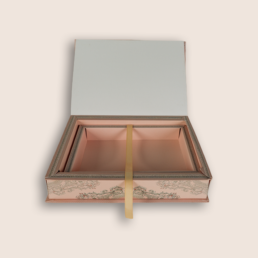 Pastel Pink Floral Monogram Luxury Invitation Box - KSI32860
