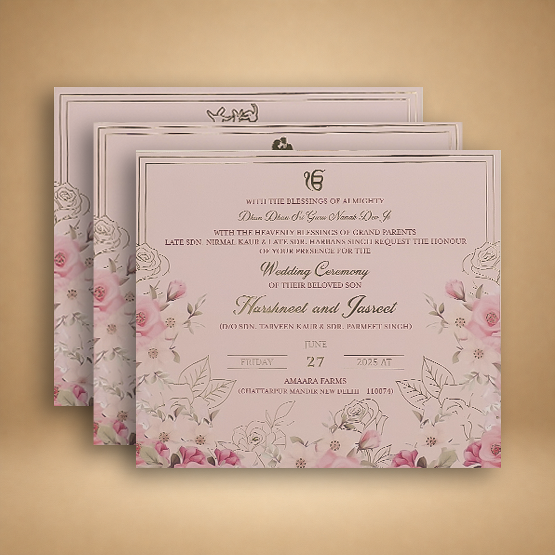 Pink Premium Rose Floral Luxury Invitation Box - KNLW202535