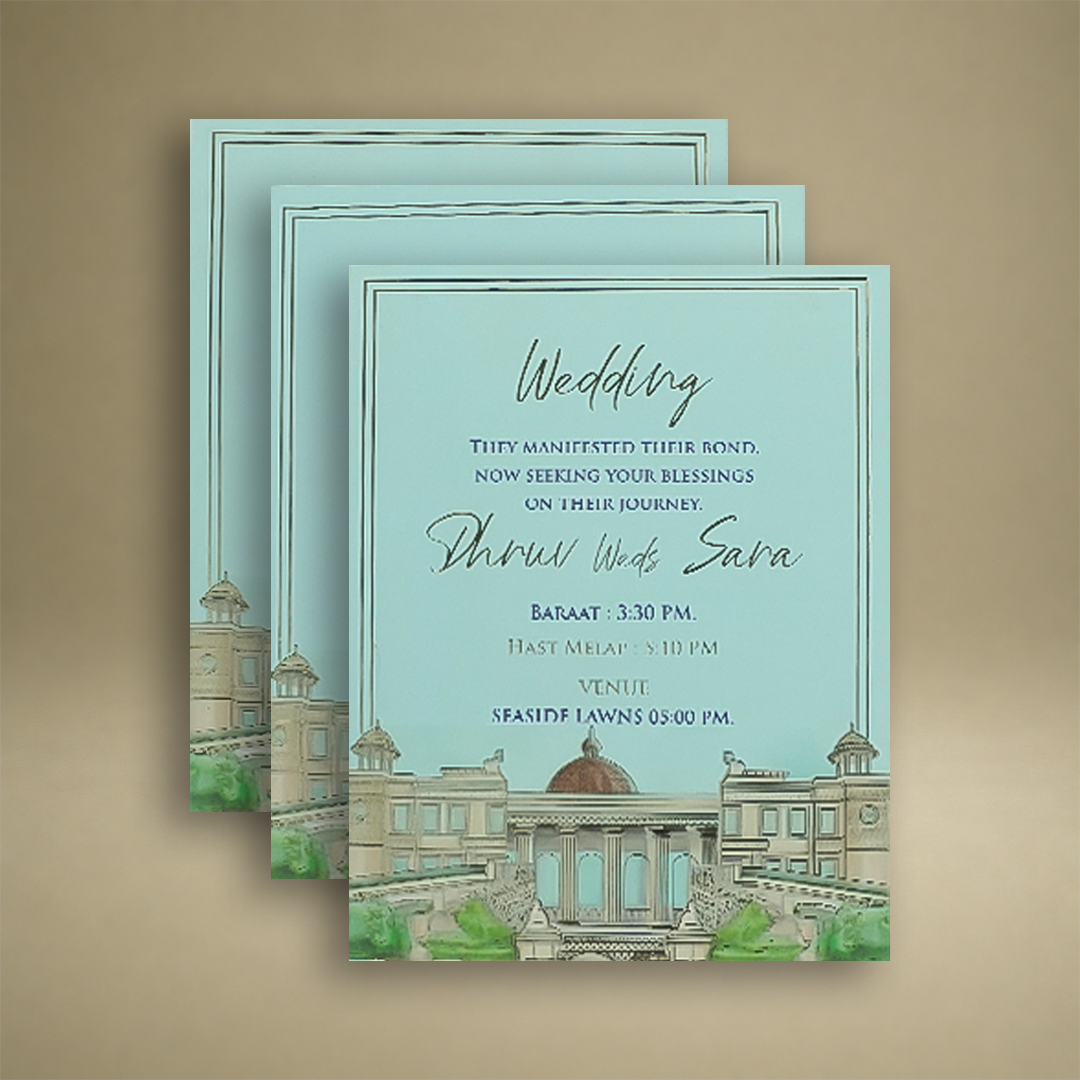 Light Blue Premium Palace Luxury Invitation box - KNLW202532