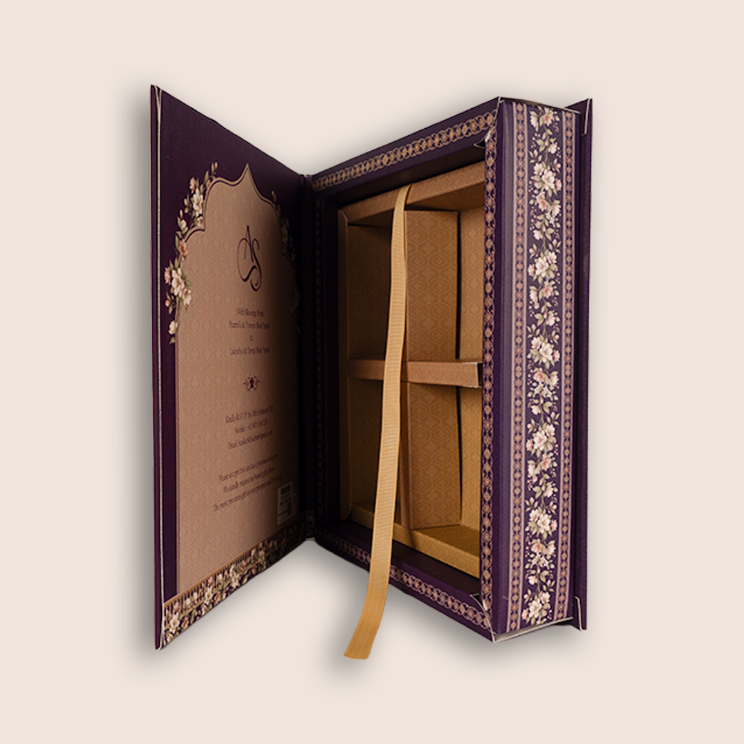 Royal Purple Palace Premium Wedding Invitation Box  - KSI33270