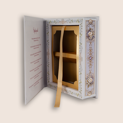 Lavender Embossed Floral Luxury Wedding Invitation Box - KSI33290