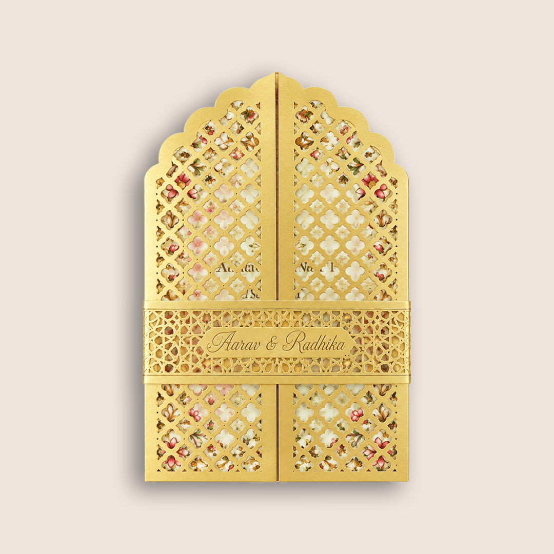 Cream Book Style Luxury Wedding Invitation - KNLW202574