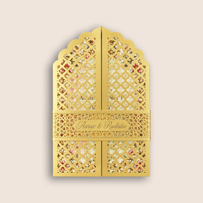 Cream Book Style Luxury Wedding Invitation - KNLW202574