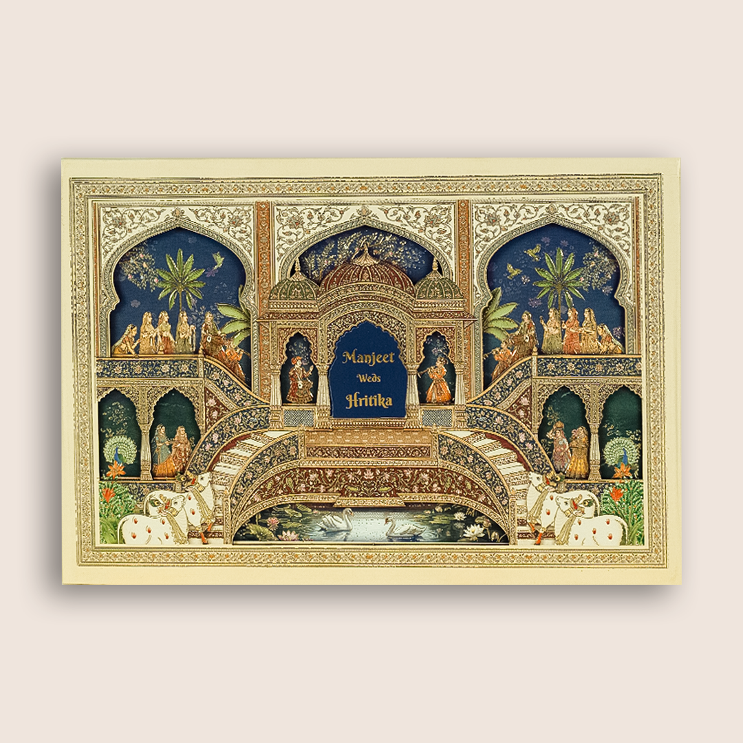 Cream Royal Palace Premium Wedding Invitation Box - KSI33230