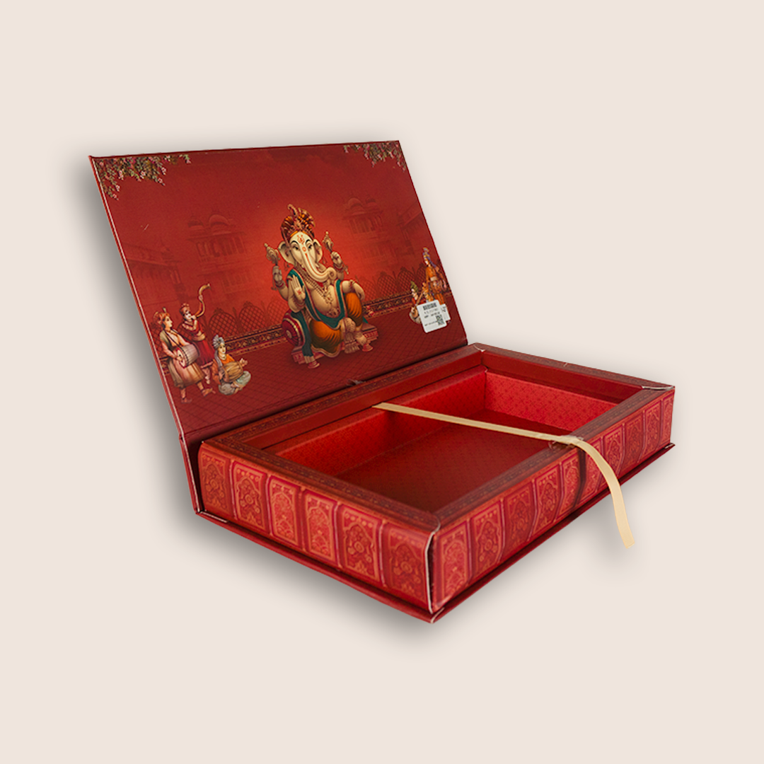 Red Royal Baraat Luxury Wedding Invitation Box - KSI32780