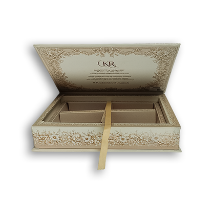 White Embossed Floral Frame Luxury Invitation Box - KSI33250