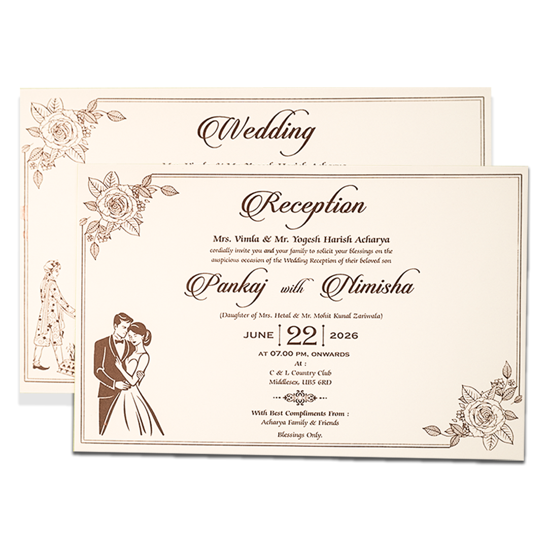 White Floral Padded Wedding Card-KSH73520