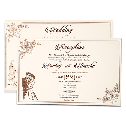 White Floral Padded Wedding Card-KSH73520