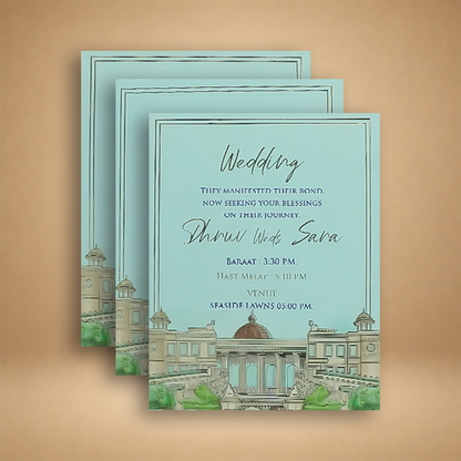 Light Blue Premium Palace Luxury Invitation box - KNLW202532