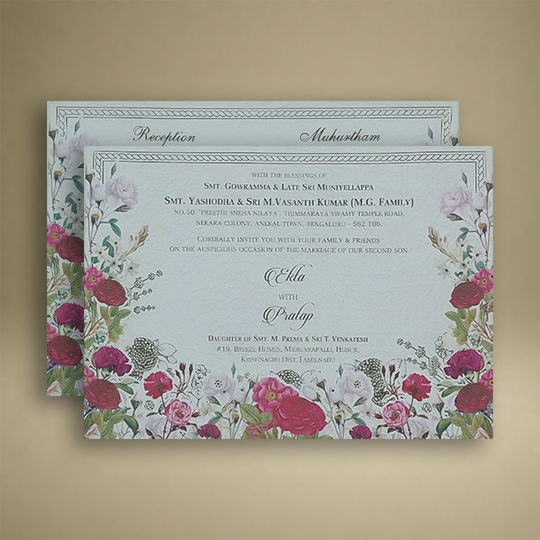 White Premium Rose Floral Luxury Invitation Box - KNLW202536