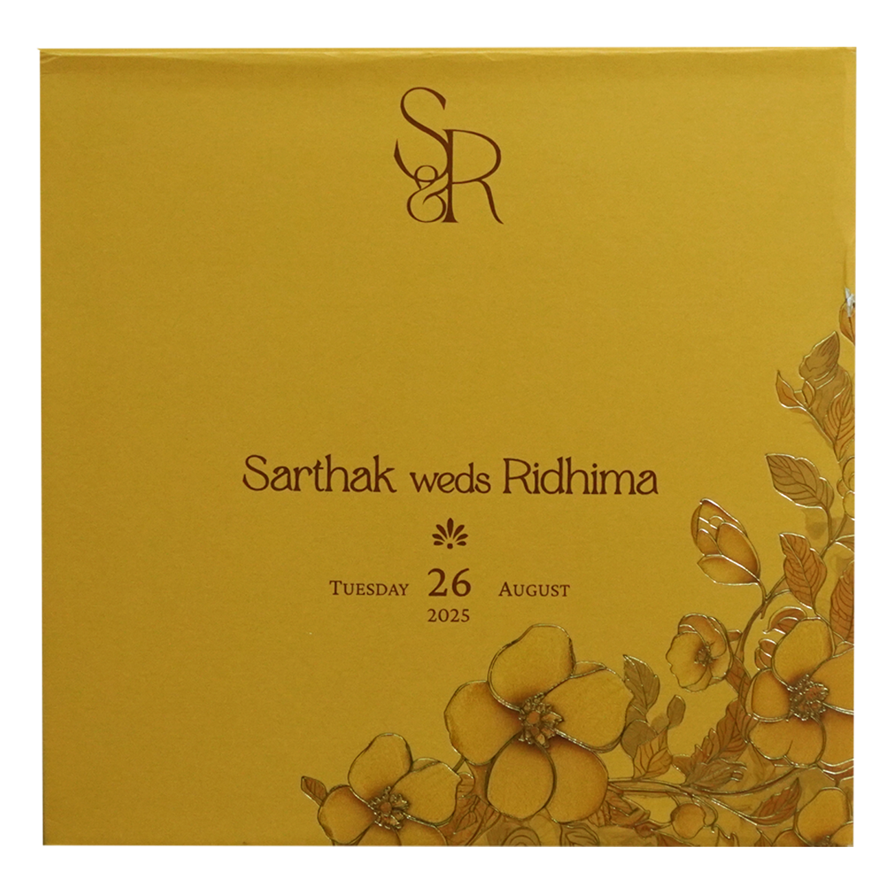 Mustard Gold Floral Embossed Premium Card-King of Cards