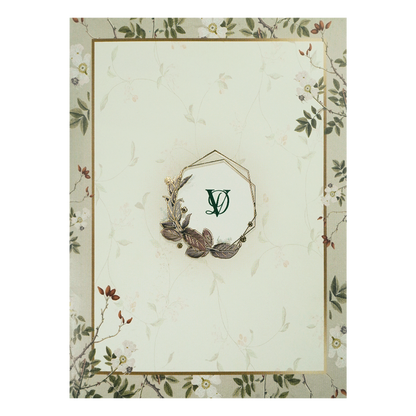 Grey Floral Monogram Wedding Card-KNTY6817