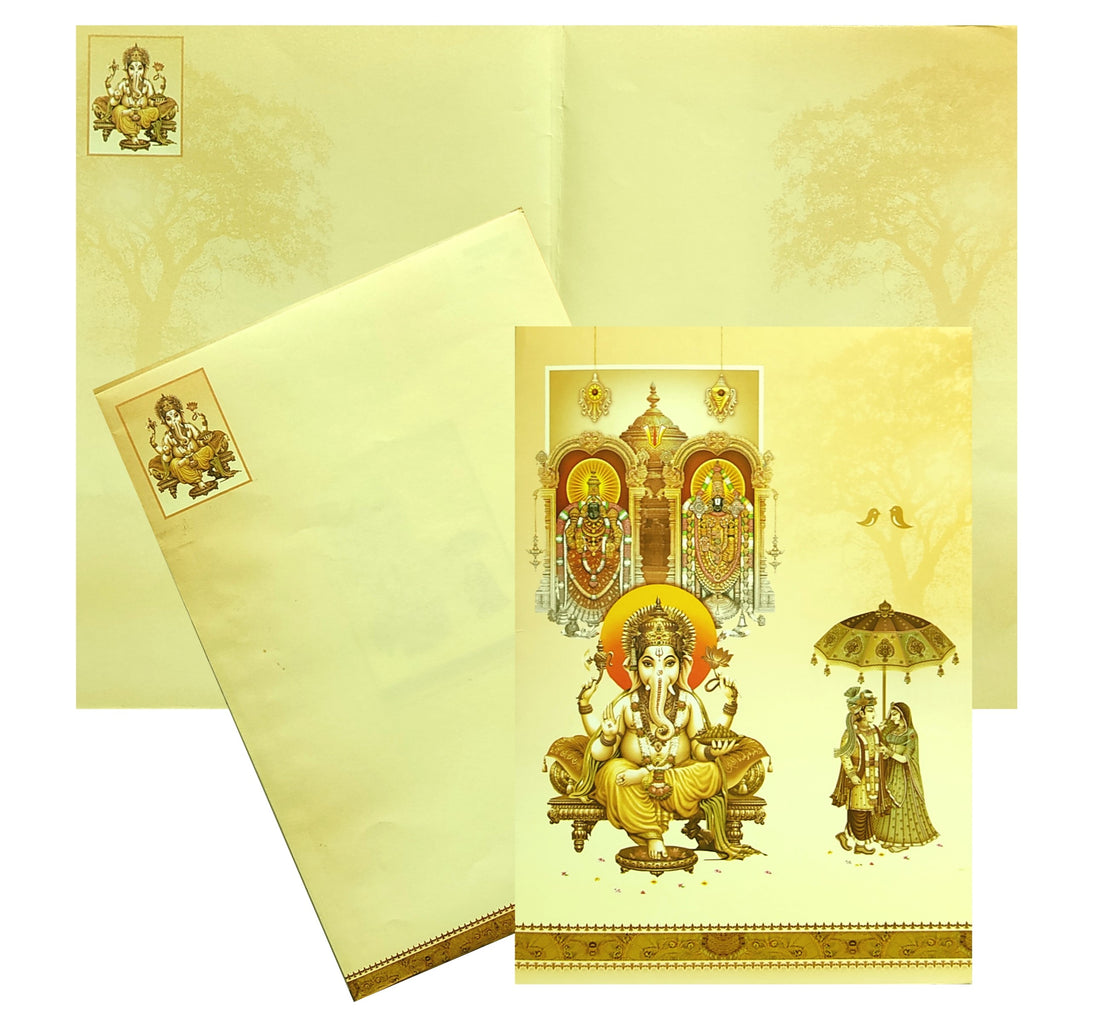 Cream Balaji Padmavathi Wedding Card-King of Cards