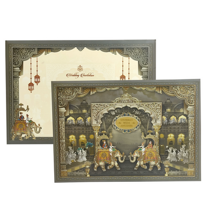 Grey Royal Box Marriage Invitation Card-King of Cards