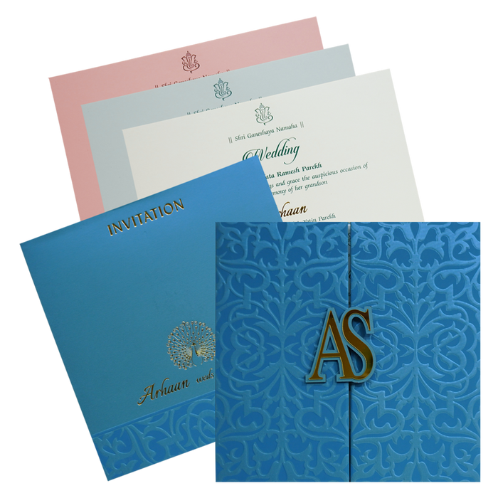 Light French Blue Textured Invitation-King of Cards