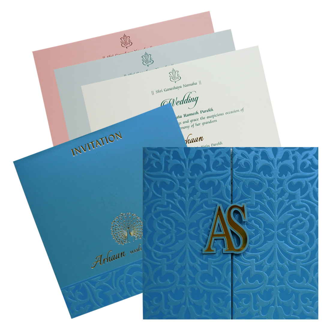 Light French Blue Textured Invitation-King of Cards