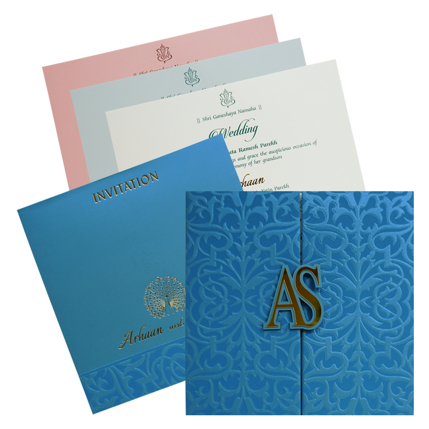 Light French Blue Textured Invitation-King of Cards