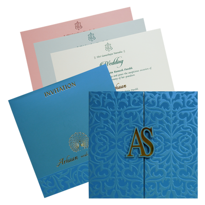 Light French Blue Textured Invitation-King of Cards