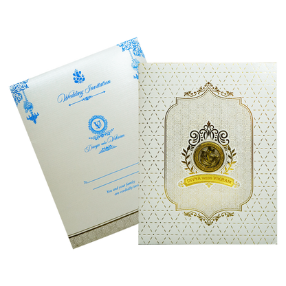 Metallic White Ganesha Wedding Card-King of Cards