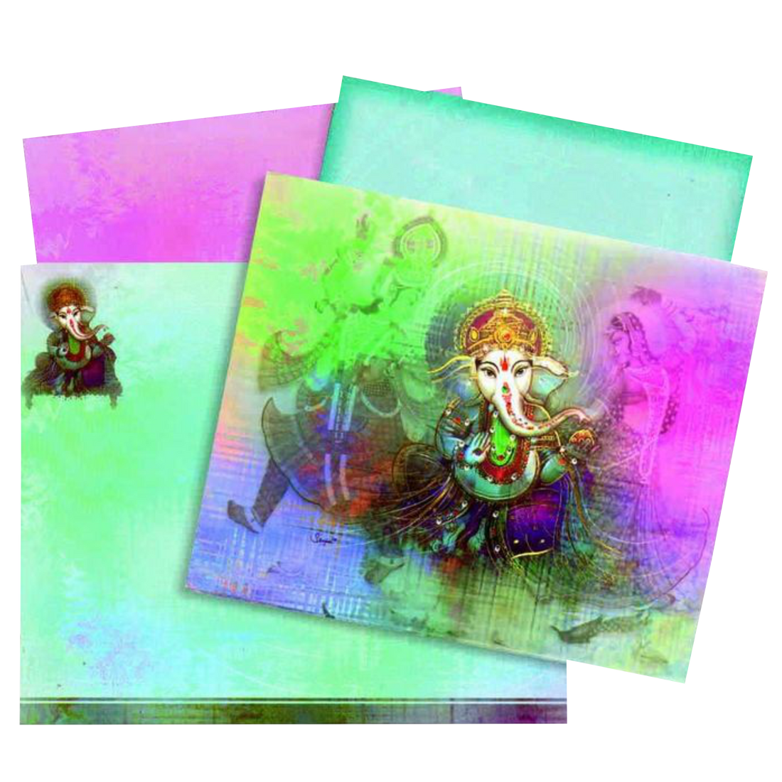 Invitation Card - Sparkling Multicolor Ganesha Wedding Card -  KNKZ0421