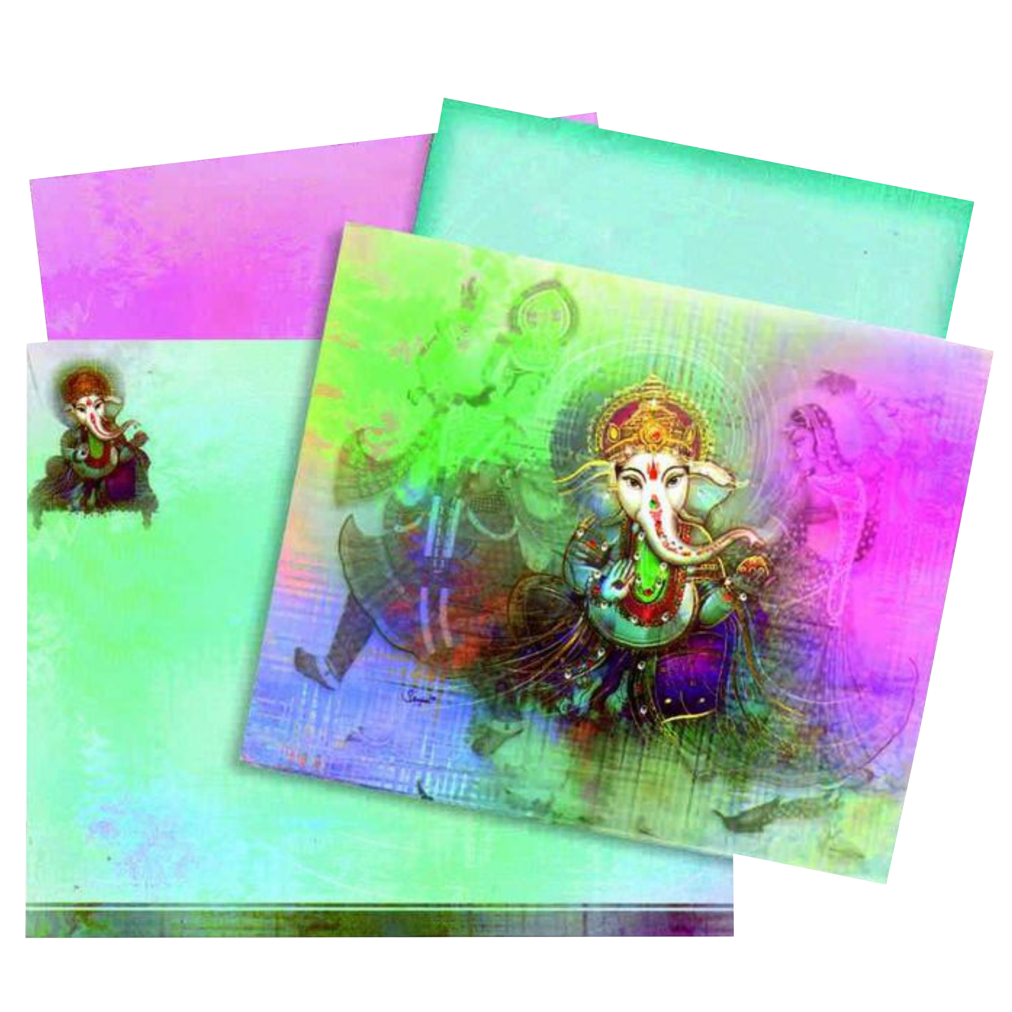 Invitation Card - Sparkling Multicolor Ganesha Wedding Card -  KNKZ0421