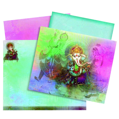 Invitation Card - Sparkling Multicolor Ganesha Wedding Card -  KNKZ0421