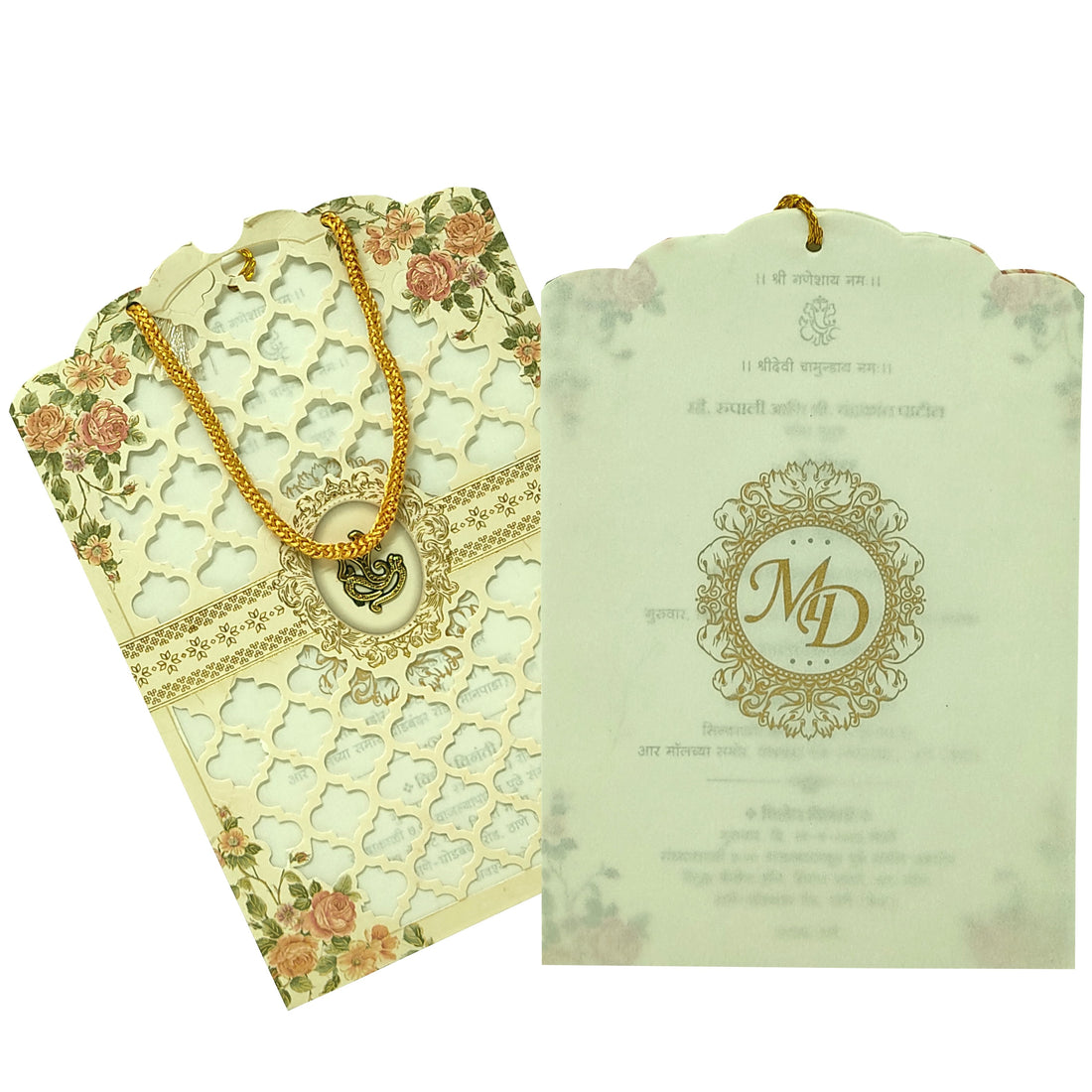 Pale Ivory Brown Laser Cut Invitation-King of Cards