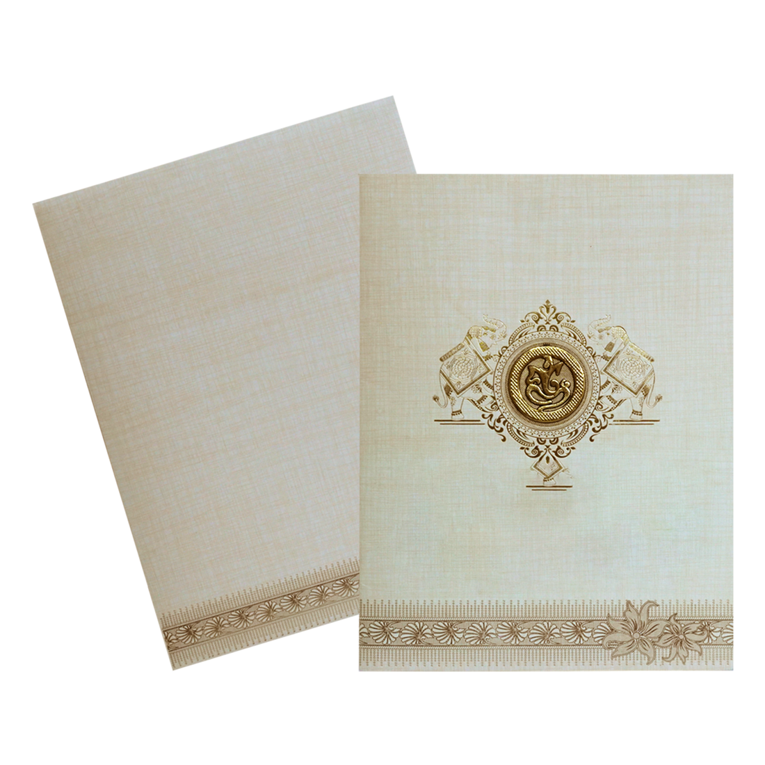 Cream Gold Foil Elephant Wedding Card-KNK5021S