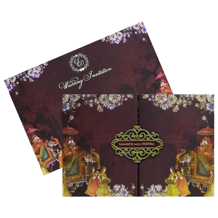 Chocolate Brown Floral Invitation-King of Cards