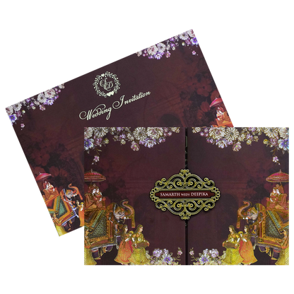 Chocolate Brown Floral Invitation-King of Cards