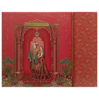 Red Padded Wedding Card-King of Cards