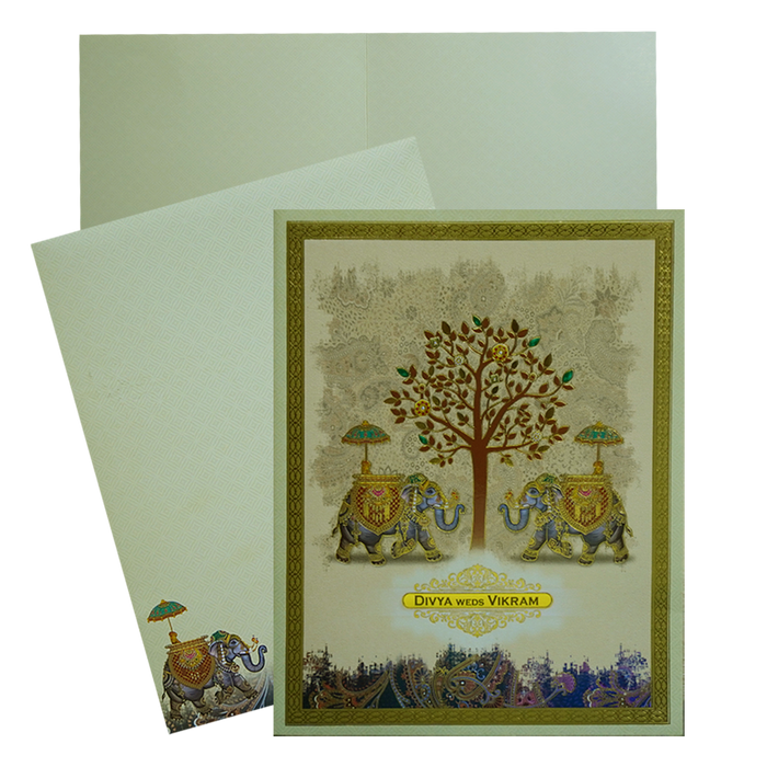 Beige Traditional Wedding Card-King of Cards